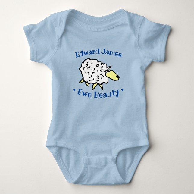 Sheep Design Cartoon zum Personalisieren Baby Strampler (Vorderseite)