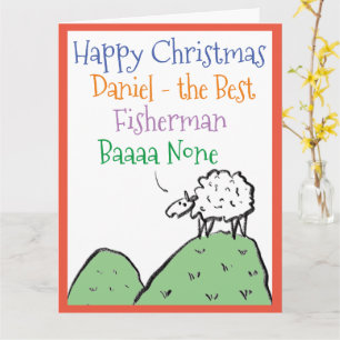 Sheep Design Frohe Weihnachten auf eine Fisherman  Karte