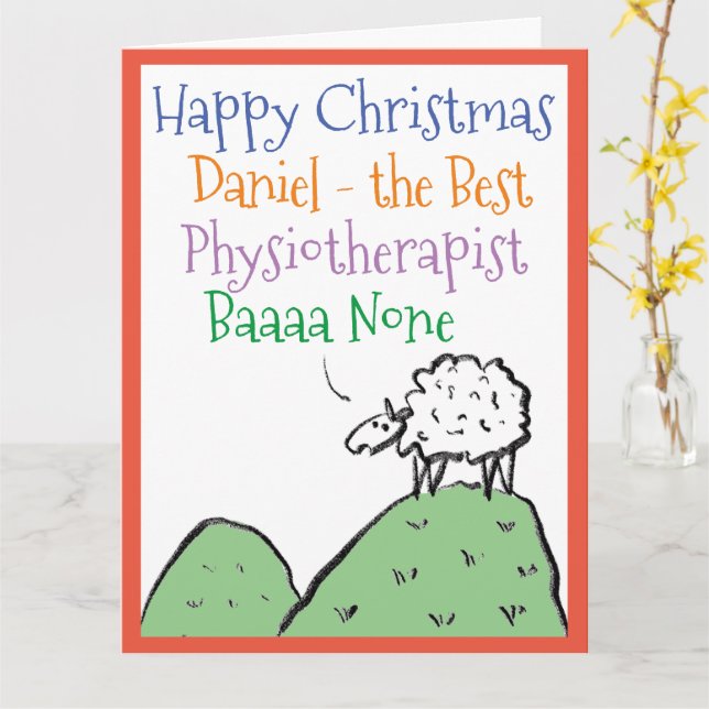 Sheep Design Frohe Weihnachten für einen Physiothe Karte (Gelbe Blume)