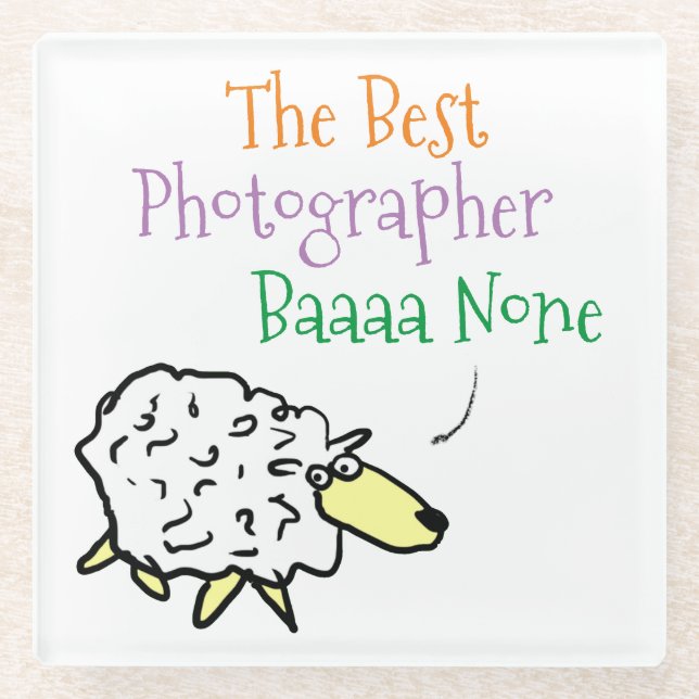Sheep Design für einen Fotografen-Untersetzer Glasuntersetzer (Vorderseite)