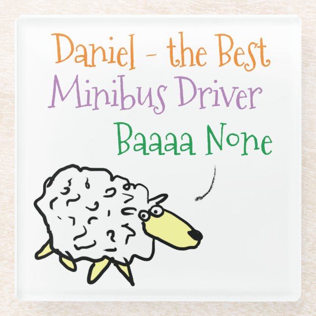 Sheep-Design für einen Minibus-Untersetzer Glasuntersetzer (Vorderseite)