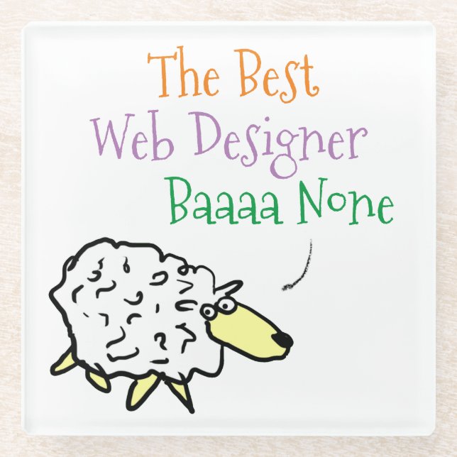 Sheep-Design für einen Web Designer Glass Unterset Glasuntersetzer (Vorderseite)