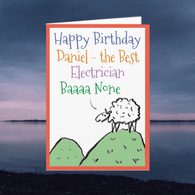 Sheep Design Happy Birthday Electrician Karte (Von Creator hochgeladen)