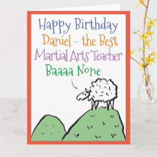 Sheep Design Happy Birthday Martial Arts Teacher Karte