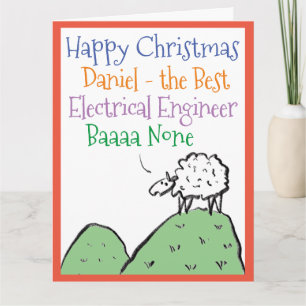 Sheep Design Happy Christmas Electrical Engineer Karte