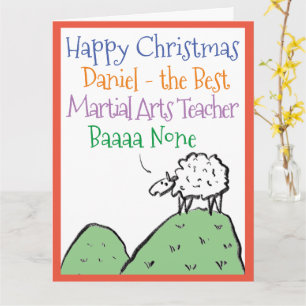 Sheep Design Happy Christmas Martial Arts Teacher Karte