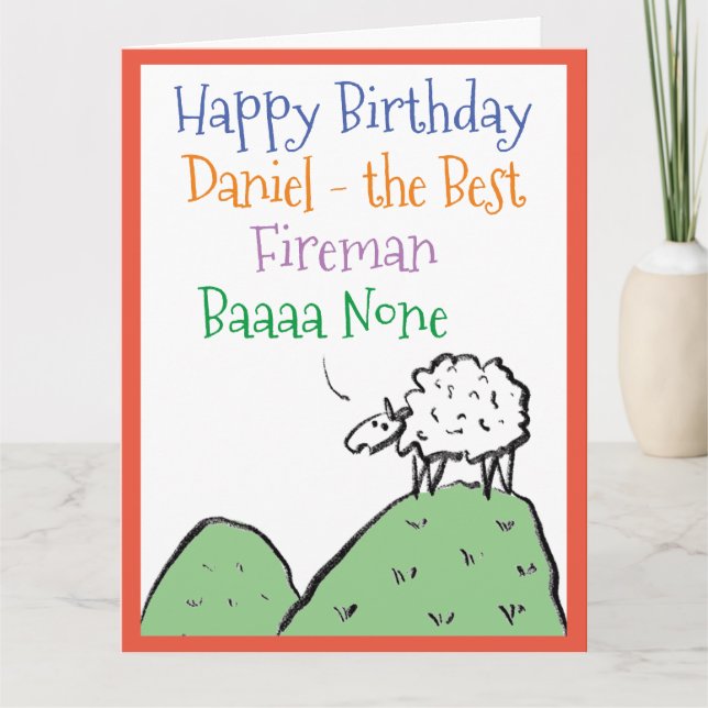 Sheep Design Happy Geburtstag zu einem Feuerwehrma Karte (Vorderseite)