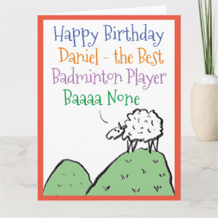 Sheep Design Happy zum Geburtstag eines Badminton  Karte