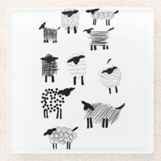 Sheep doodles glasuntersetzer