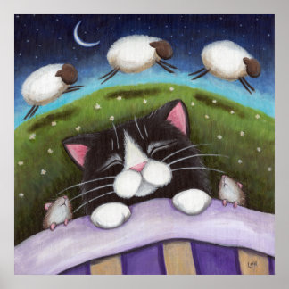 Sheep Dreams Fantasy Chat Art Print Poster