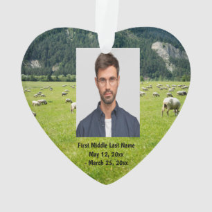 Sheep Farm Shepherd Dated Photo Custom Ornament