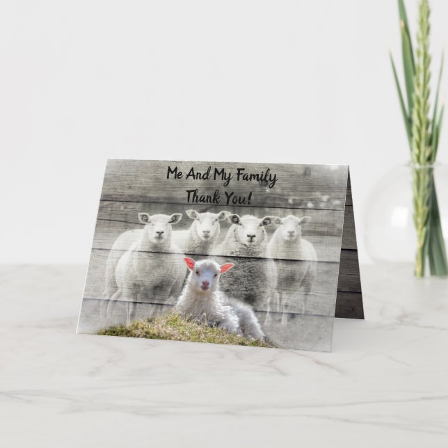 Sheep Flock Baby Lamb Danke Karte (Vorderseite)