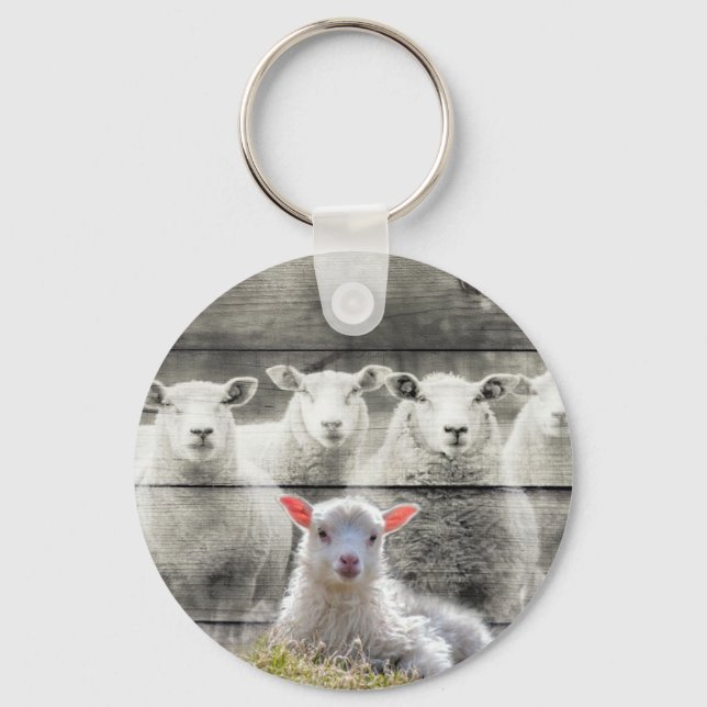 Sheep Flock Baby Lamb Schlüsselanhänger (Vorderseite)
