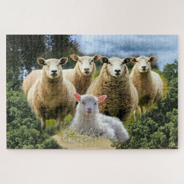Sheep Flock Sheep Herd Baby Lamb Puzzle (Horizontal)