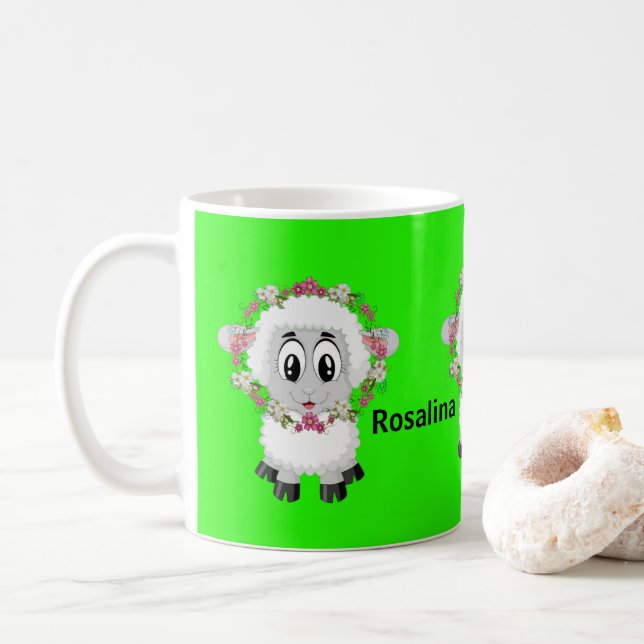 Sheep Floral Green Tasse (Mit Donut)