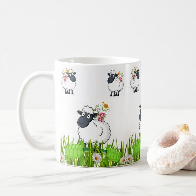 Sheep Green Turtles Floral Tasse (Mit Donut)