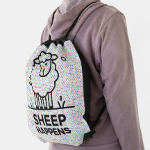 SHEEP HAPPEN Funny Drawstring Backpack Geschenk