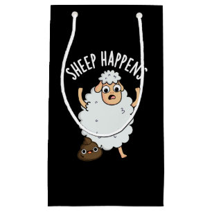 Sheep Happens Funny Gekackt Pun Dark BG Kleine Geschenktüte