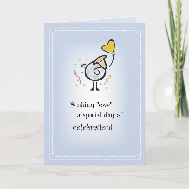 Sheep Heart Balloon Geburtstag Karte (Vorderseite)