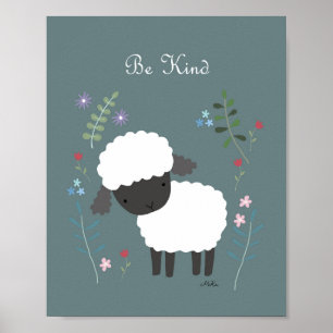 Sheep Kinderzimmer Art Niedliches Lamm Kinderzimme Poster