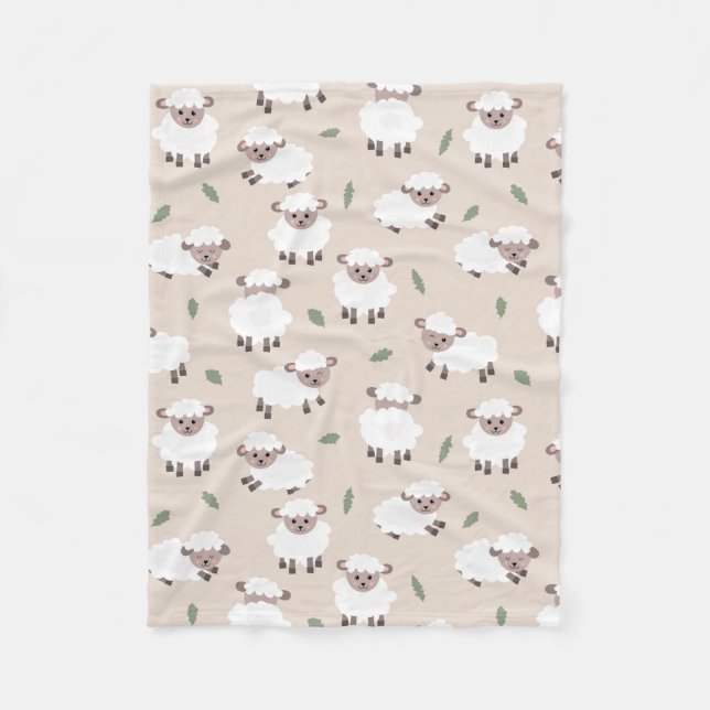 Sheep & Lamb Cute Gender Neutral Baby Nursery Fleecedecke (Vorderseite)