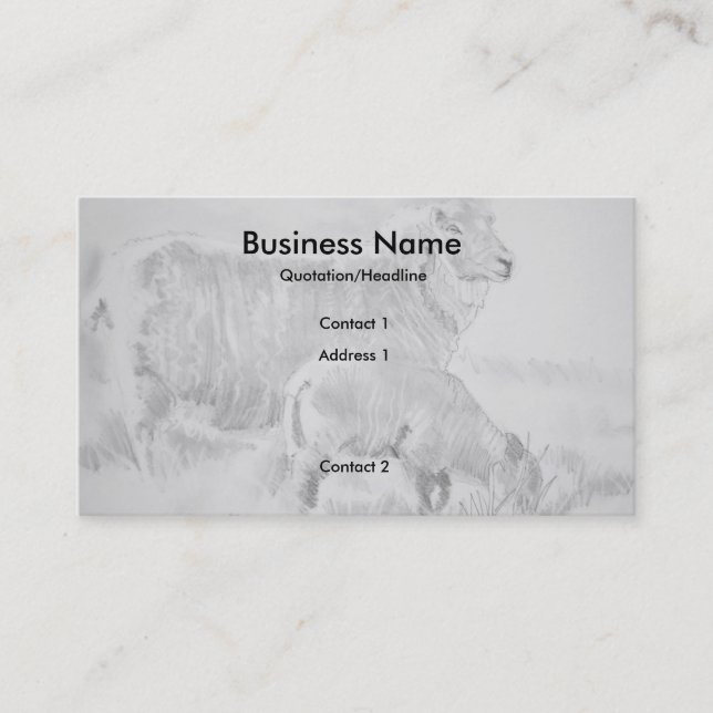 Sheep Lamb Pencil Drawing Business Cards Visitenkarte (Vorderseite)
