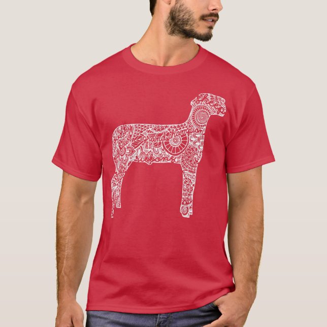Sheep Livestock Show Mandala Lamb T-Shirt (Vorderseite)