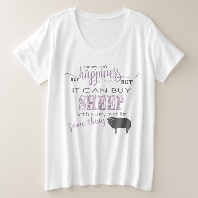 SHEEP LOVER | Geld kann Glück nicht kaufen Große Größe T-Shirt (Design vorne)