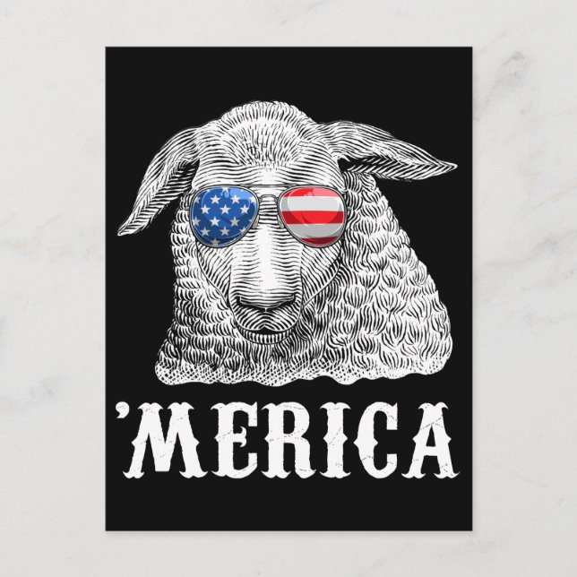 Sheep Merica 4. Juli Bauer American Flag USA Postkarte (Vorderseite)