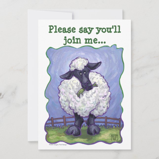 Sheep Party Center Einladung (Vorderseite)