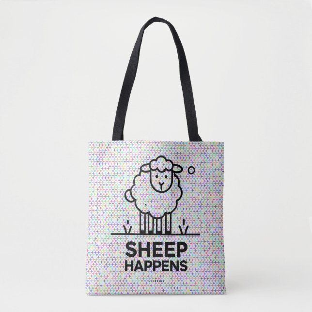 SHEEP PASSIERT Funny All-Over-Print Tote Bag (Vorderseite)