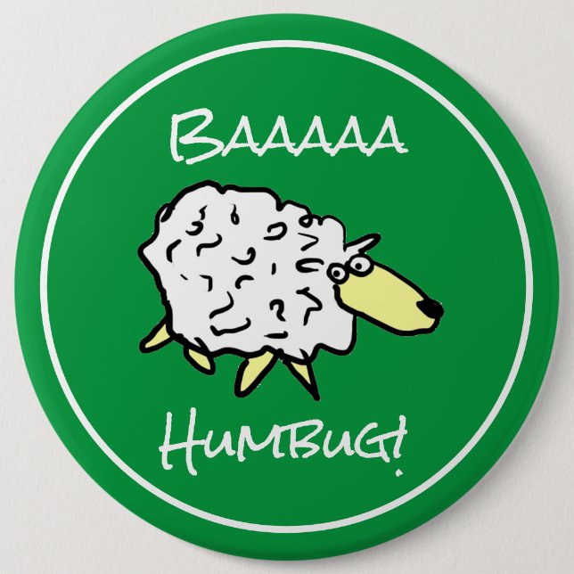 Sheep Says Baaa Humbug - Weihnachten Button (Vorderseite)
