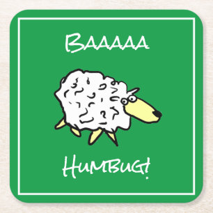 Sheep Says Baaa Humbug - Weihnachten Rechteckiger Pappuntersetzer