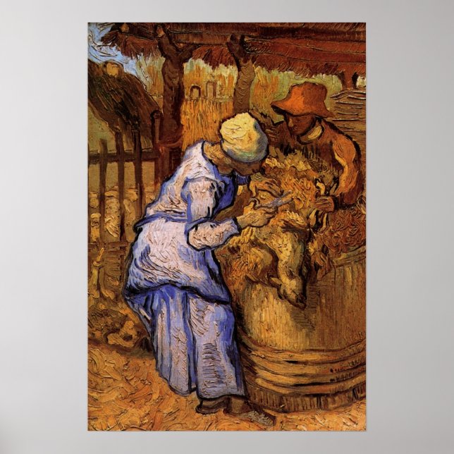 Sheep Sherzers (nach Millet) von Vincent van Gogh Poster (Vorne)