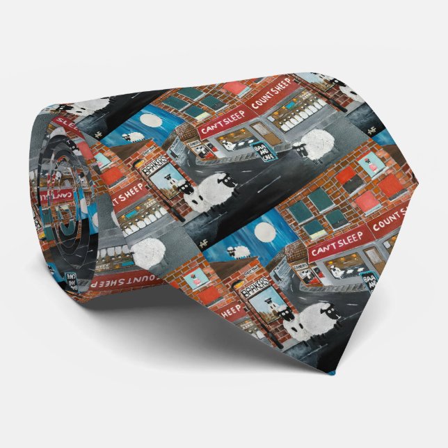 Sheep Town Painting von Alfred Fox Krawatte (Gerollt)