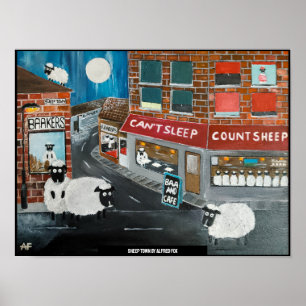 Sheep Town Painting von Alfred Fox Poster