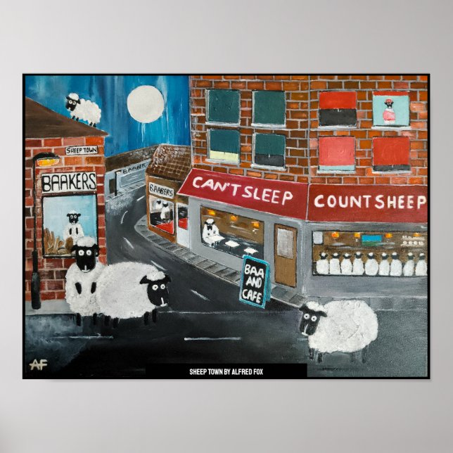 Sheep Town Painting von Alfred Fox Poster (Vorne)