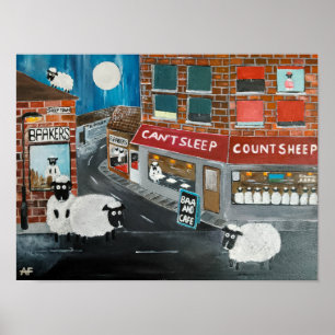 Sheep Town Painting von Alfred Fox Poster