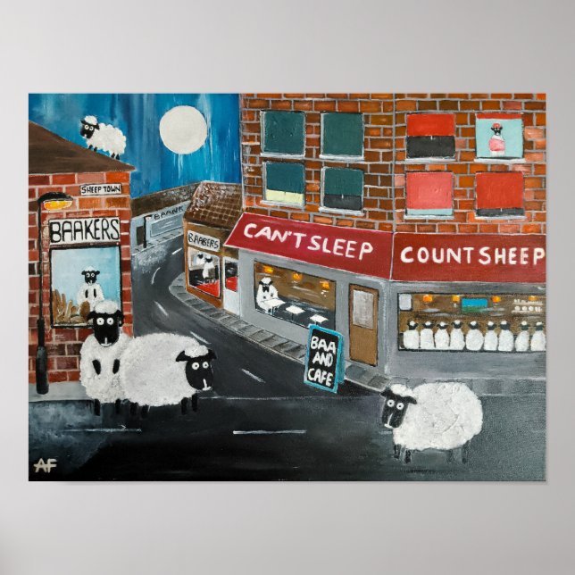 Sheep Town Painting von Alfred Fox Poster (Vorne)