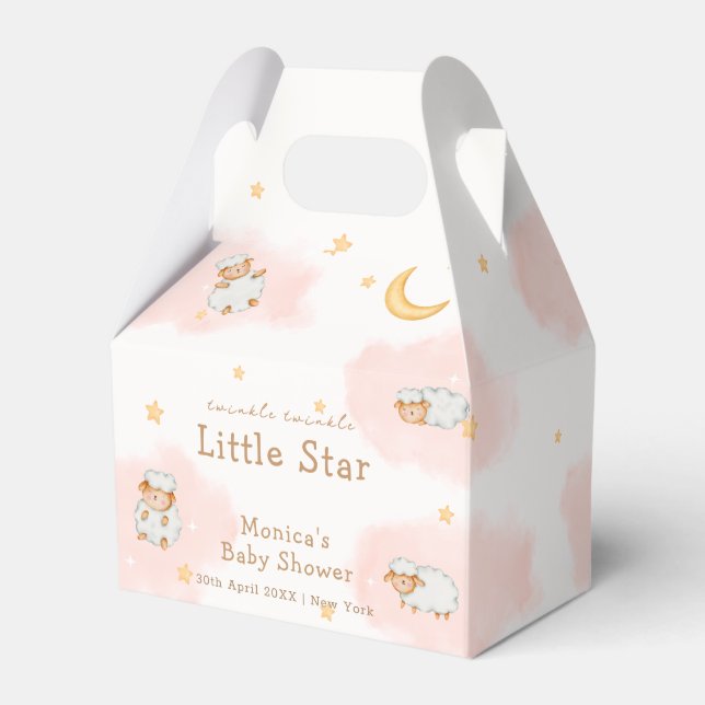 Sheep Twinkle Twinkle Moon Stars Girl Babydusche Geschenkschachtel (Vorderseite)