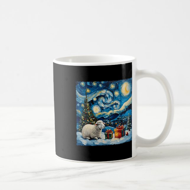 Sheep Van Gogh Style Starry Night Weihnachtsfest Kaffeetasse (Rechts)