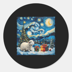 Sheep Van Gogh Style Starry Night Weihnachtsfest Runder Aufkleber