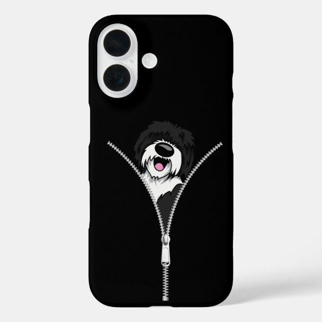Sheepadoodle Dog Zipper Funny Puppy Dog Owner Case-Mate iPhone Hülle (Rückseite)