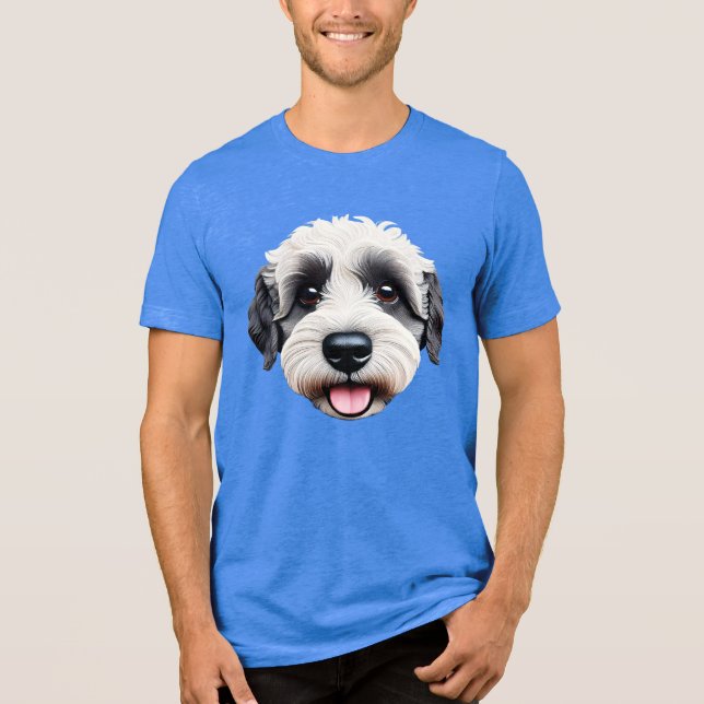 Sheepadoodle glückliches Gesicht BW-2 Tri-Blend Shirt (Vorderseite)