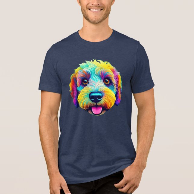 Sheepadoodle in voller Farbe! Tri-Blend Shirt (Vorderseite)