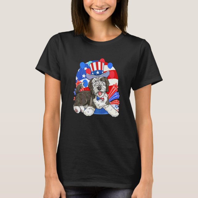 Sheepadoodle Patriotischer Onkel Sam 4. Juli Ameri T-Shirt (Vorderseite)
