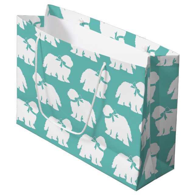 Sheepdog Puppy Old English Sheep Dog Große Geschenktüte (Vorderseite Schrägansicht)