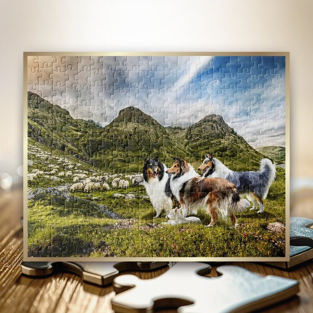 Sheepherding Rough-Colliese im schottischen Hochla Puzzle (Von Creator hochgeladen)