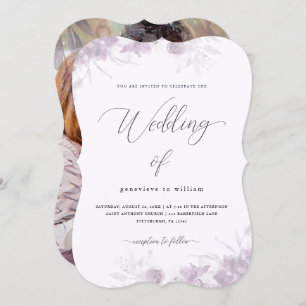 Sheer Botanical Floral Overlay Foto Wedding Einladung