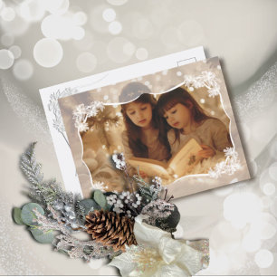 Sheer Floral Lace Flat Holiday Card Feiertagskarte